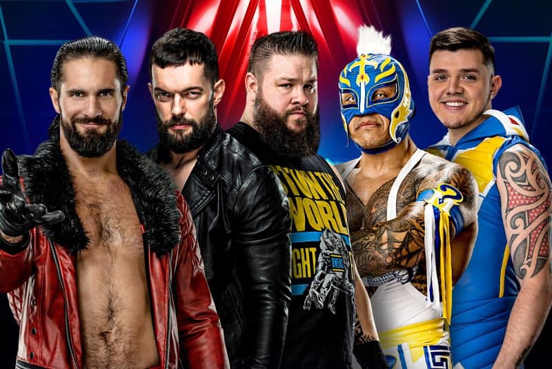 Seth Rollins, Finn Balor, Kevin Owns, Rey Mysterio & Dominik Mysterio