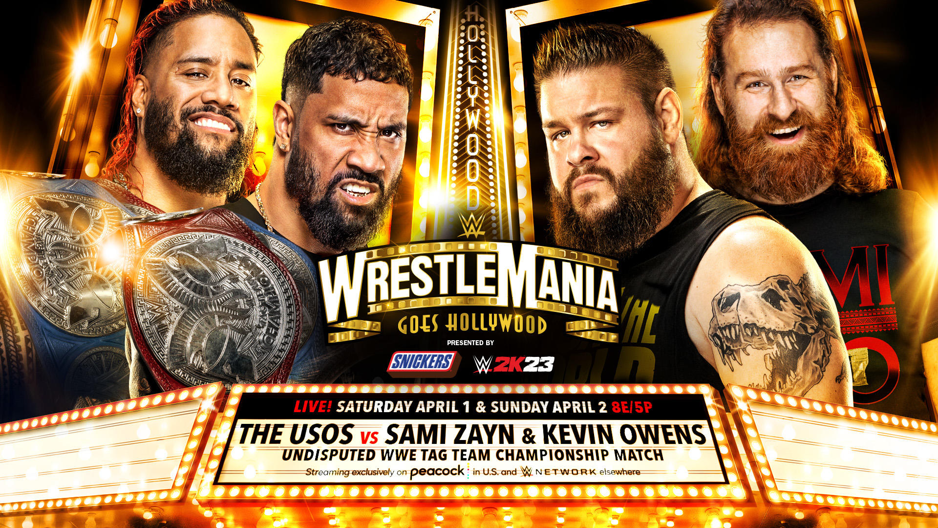 The Usos vs Sami Zayn and Kevin Owens at WrestleMania