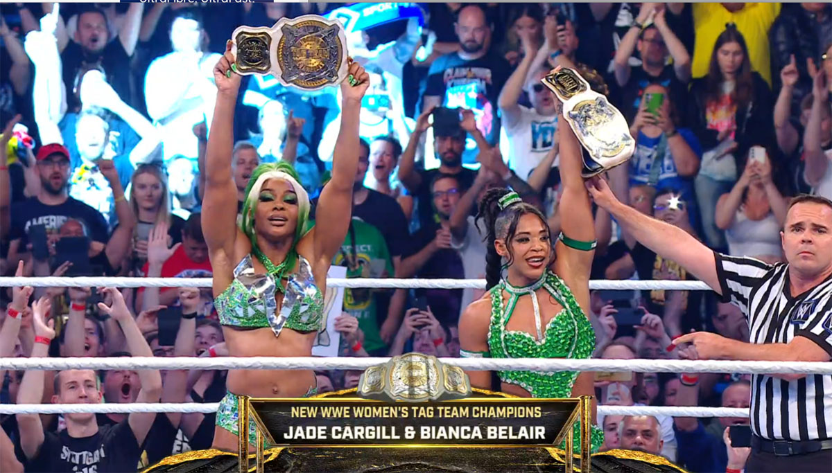 Jade Cargill and Bianca Belair win the WWE Women's Tag Team Championships